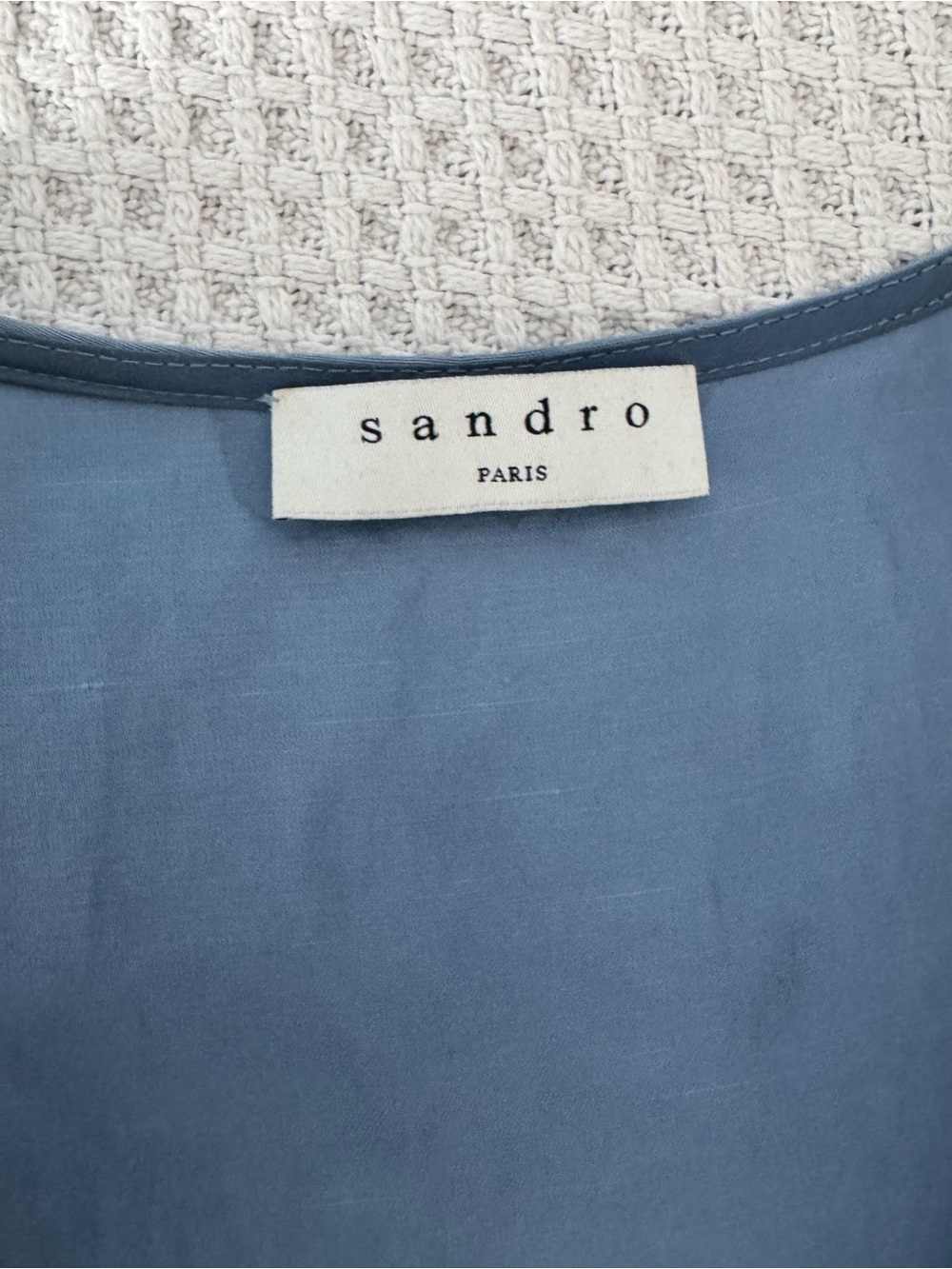 Sandro Dusty Blue Wrap-Style Midi Dress - Picture 5 of 7